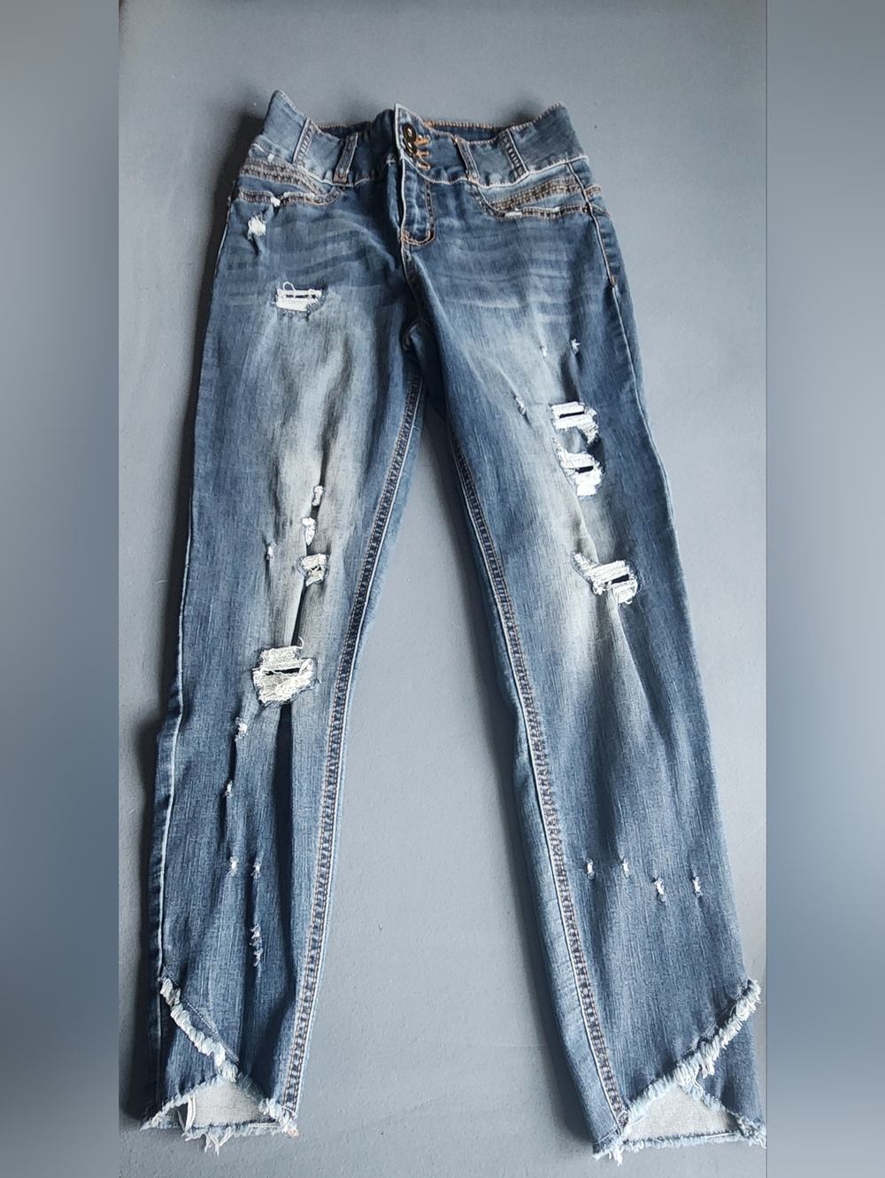 NoBo High Rise Skinny Jeans Distressed Raw Hem Size 9